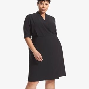 MM LaFleur Tory Faux Wrap Dress Black Plus Size 16